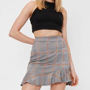 New Nasty Gal Plaid Ruffle Hem Skirt